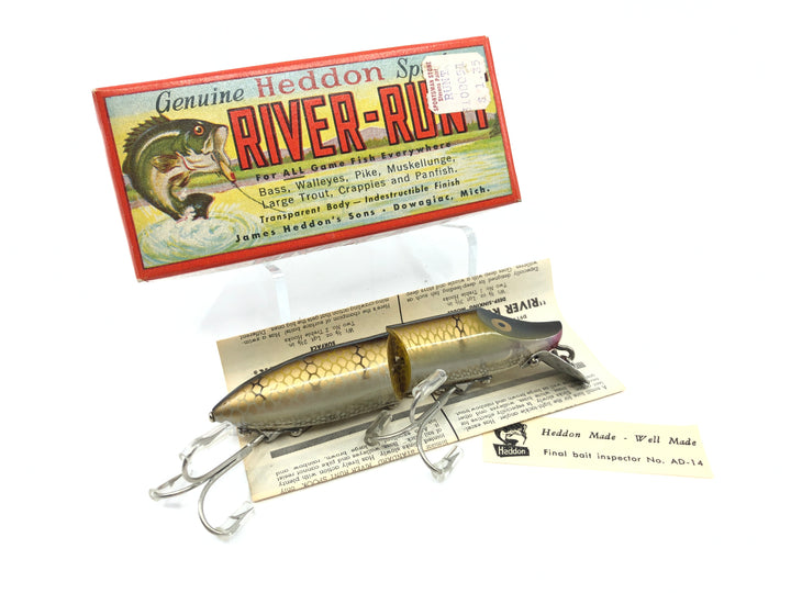 Heddon Jointed Floater River Runt 9430 M Pike Scale Color with Box and Papers / Inspection Tag