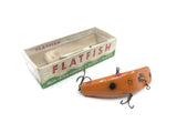 Vintage Wooden Helin Flatfish X5 OR Orange Color with Box and 1950 Paperwork