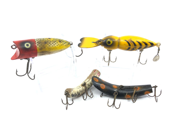 Lot of Four Vintage Lures Heddon Lazy Ike and More
