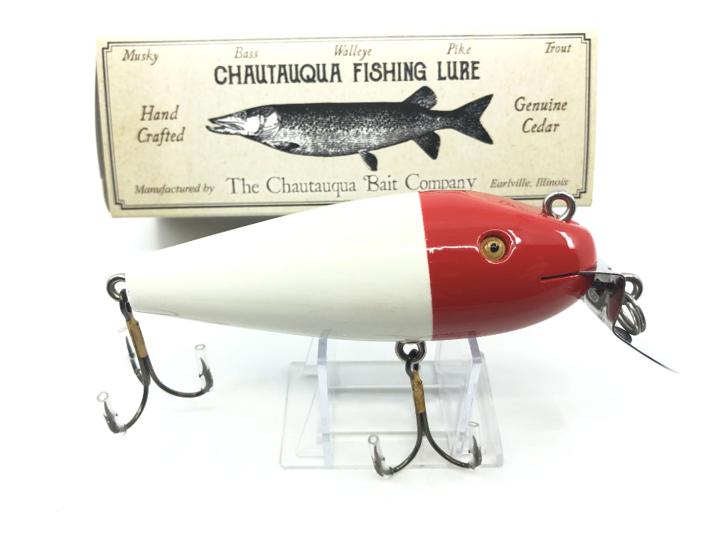 Chautauqua Wooden Glass Eye Magnum Wiggler Classic Red and White Color Custom Lure