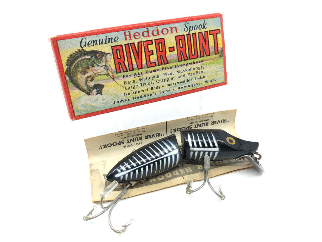 Heddon Jointed Floating River Runt 9430 XBW Black Shore Color with Box and Insert