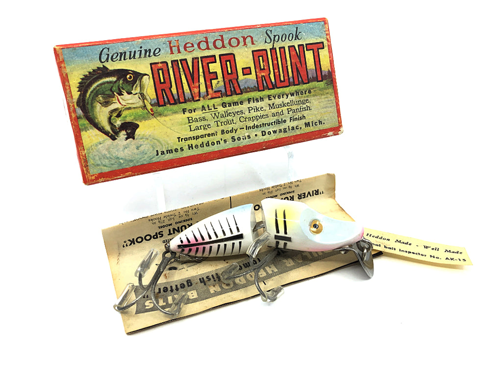 Heddon Jointed Sinking River Runt 9330 XBP Pearl and Black Shore Color with Box