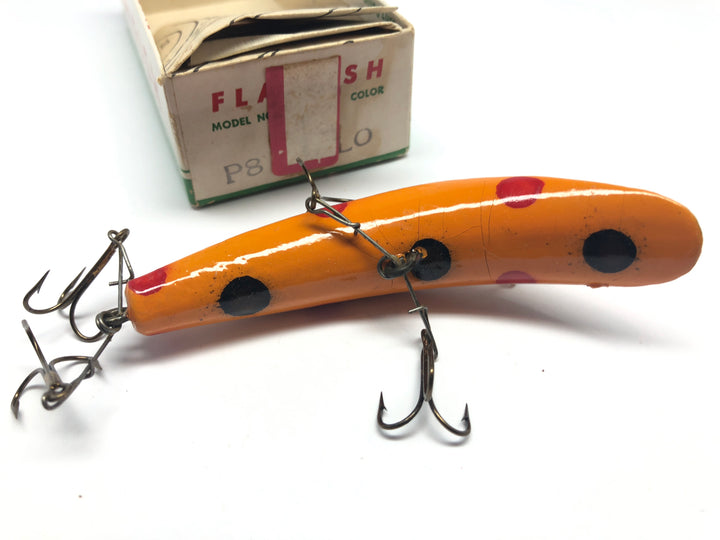 Helin Vintage Wooden Flatfish P8 LO Orange Dotted Color with Box and Paperwork