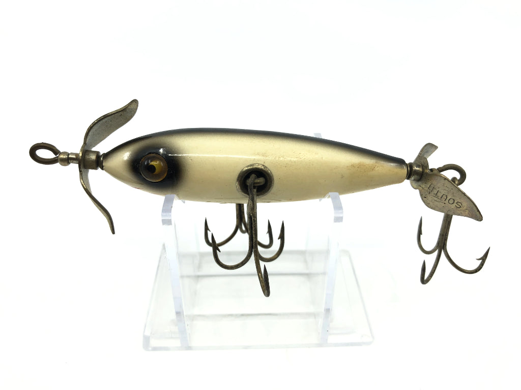 Dale Roberts Heddon South Bend 3 Hook Underwater Minnow White Black Color
