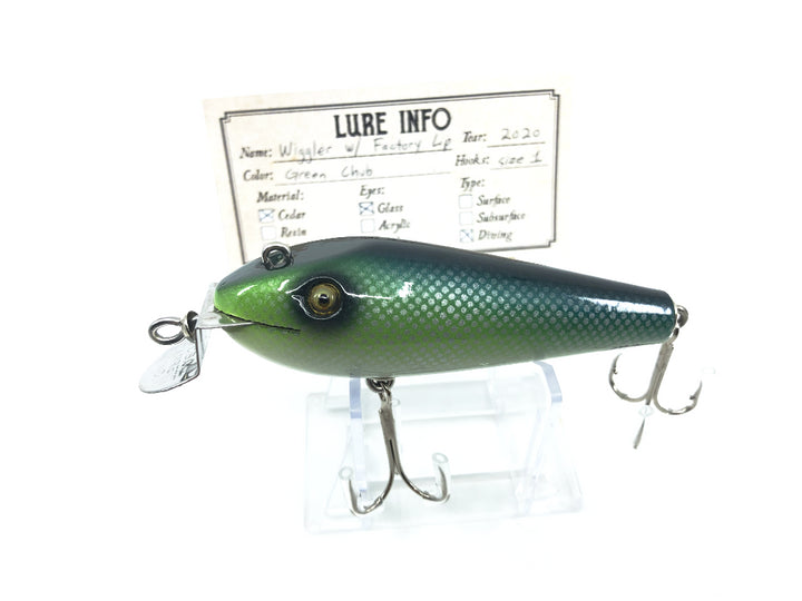 Chautauqua Wooden Wiggler Green Chub Color Factory Lip Custom Lure