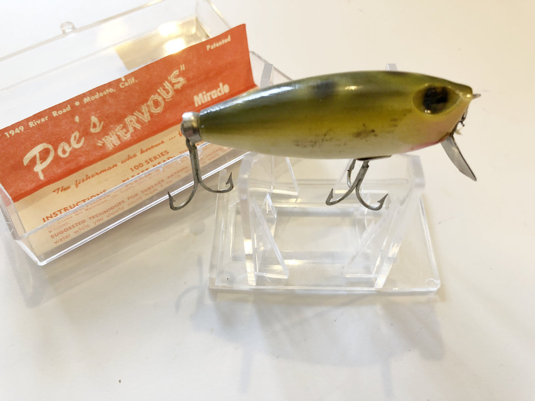 Poe's Nervous Miracle New in Box Vintage Wooden Bait 123 Frog Color