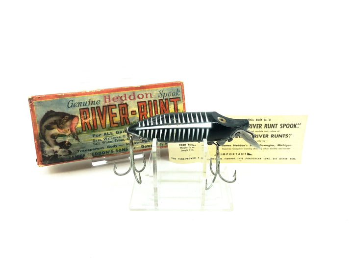 Heddon River Runt Spook Floater 9400-XBW Black Shore Minnow Color with Box