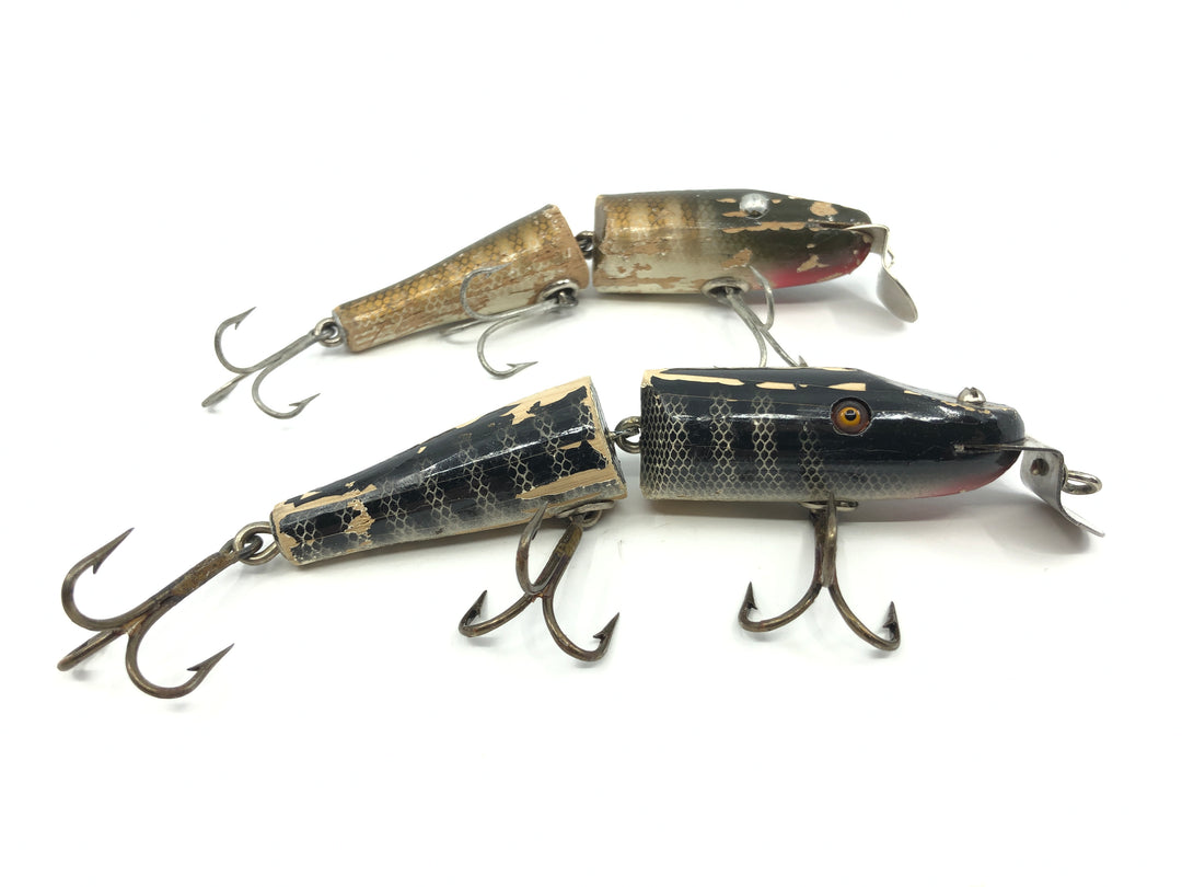 Creek Chub Wooden Jointed Pikies Lot of Two 2600 One Black Scale