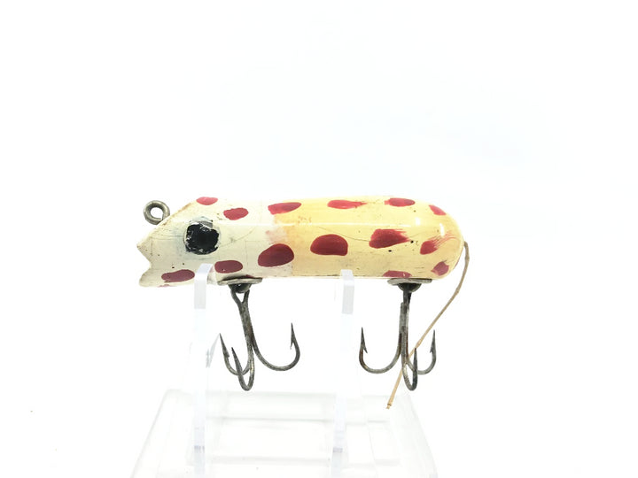 Folk Art Painted Shakespeare Swimming Mouse White Repaint with Red Dots Color