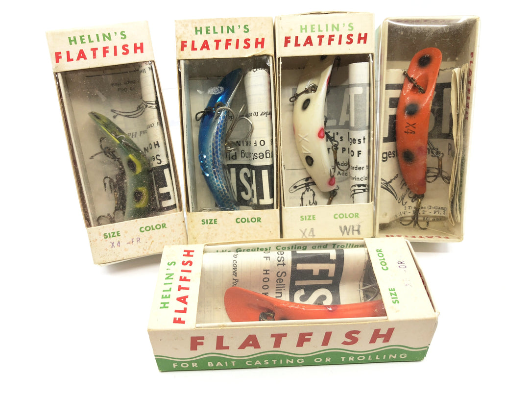 Vintage Helin Flatfish Lot of 5 New in Box Old Stock
