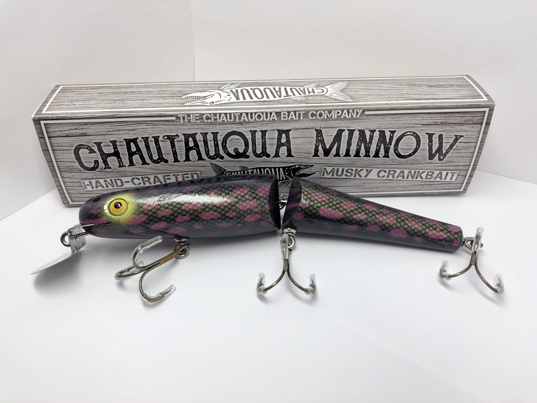 Jointed Chautauqua 8" Minnow Musky Lure Special Order Color "Blackberry"