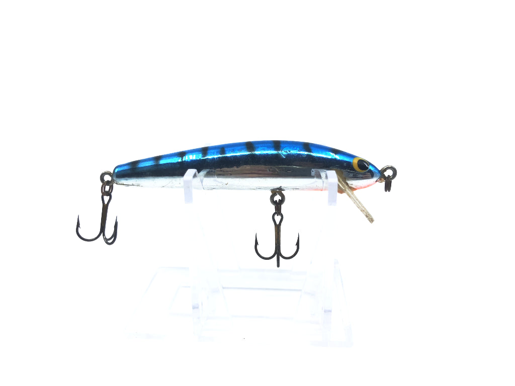 Bagley Minnow Blue Silver and Black Stripes Color