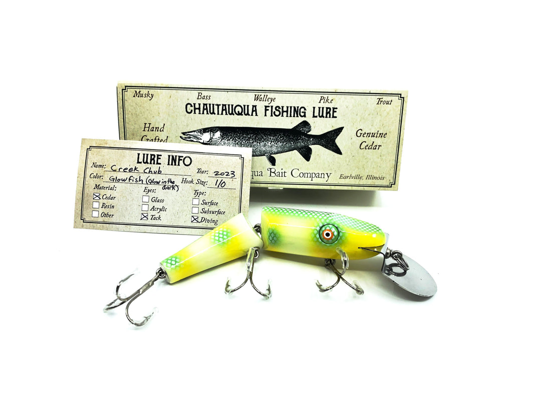 Chautauqua Jointed Creek Chub Lure in Glowfish (Glow in the Dark) PREMIUM Color