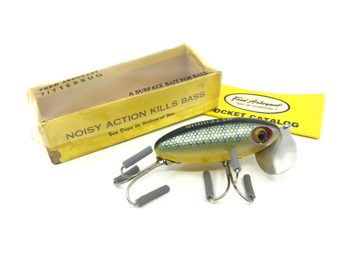 Arbogast Vintage Jitterbug with Box Green and Yellow Perch Color