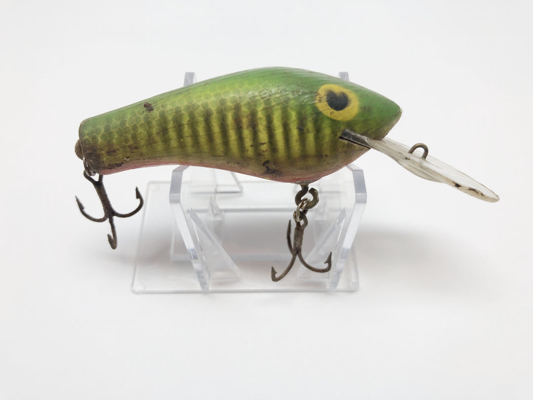 Poe's Early Wooden Lure Green Orange