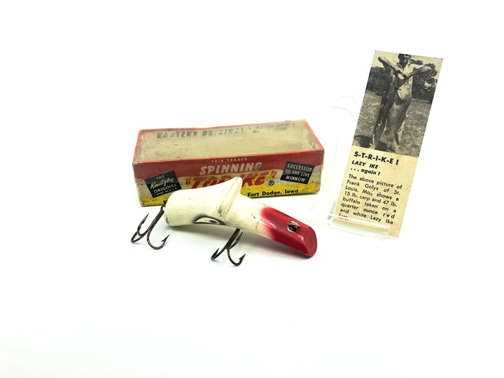 Kautzky Lazy Ike Wooden Spinning Top Ike with Box and Insert Red/White Color