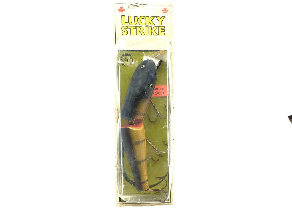 Lucky Strike Jointed Pikie Perch Color New on Card Old Stock Wooden Lure