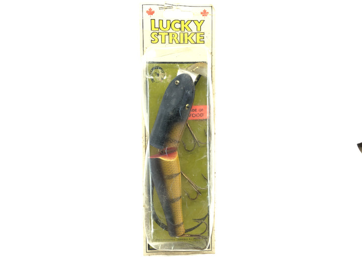 Lucky Strike Jointed Pikie Perch Color New on Card Old Stock Wooden Lure