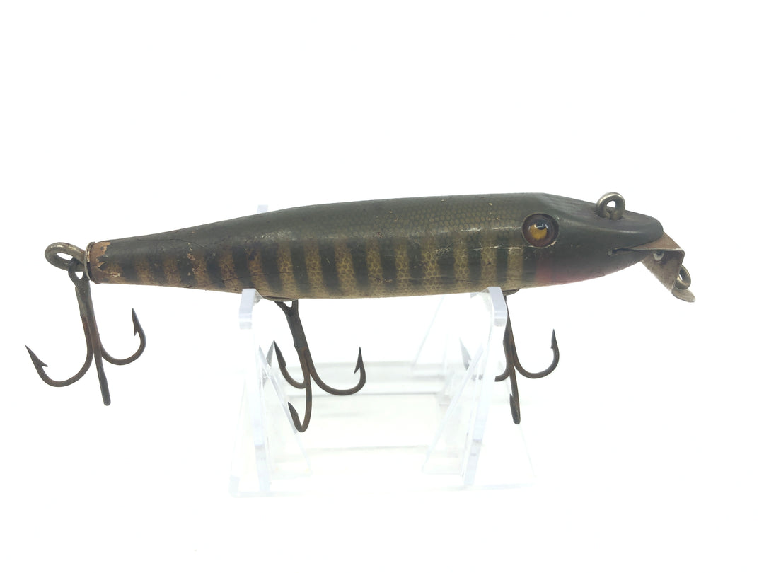 Vintage Creek Chub 700 Pikie Minnow Glass Eyes Double Line Tie Pikie Color Wooden Lure