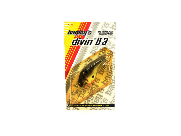 Bagley Diving B3 DB3-BS Black on Silver Foil Color New on Card, Florida Bait
