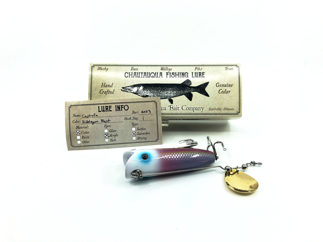 Chautauqua Special Order Wooden Castrolla Minnow, Bubblegum Blast Color