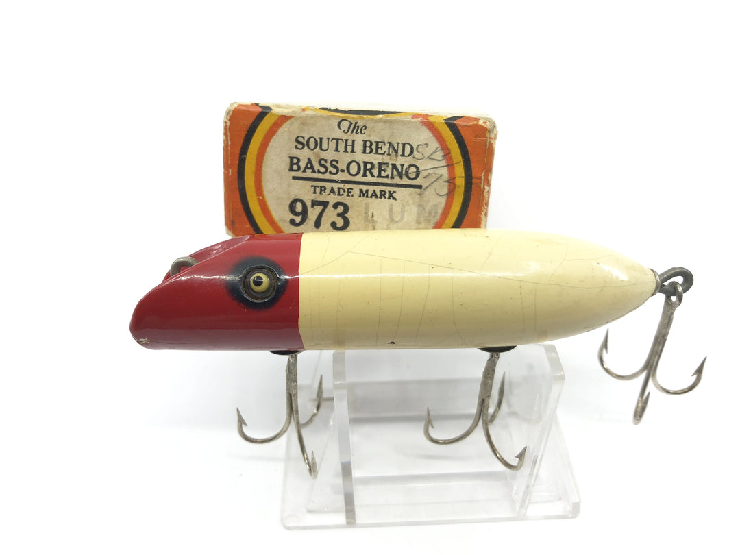 South Bend Bass Oreno 973 RW Glass Eyes Red and White Color with Box