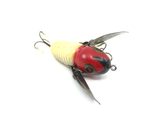 Heddon Crazy Crawler Red Head White Body Silver Shore Vintage Lure