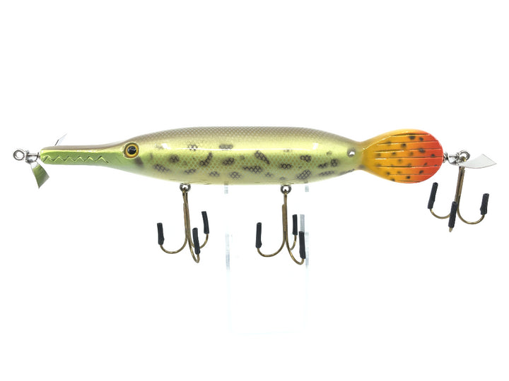Chautauqua 11" Wooden Topwater Magnum Gar with Tail Lure Spotted Gar Color