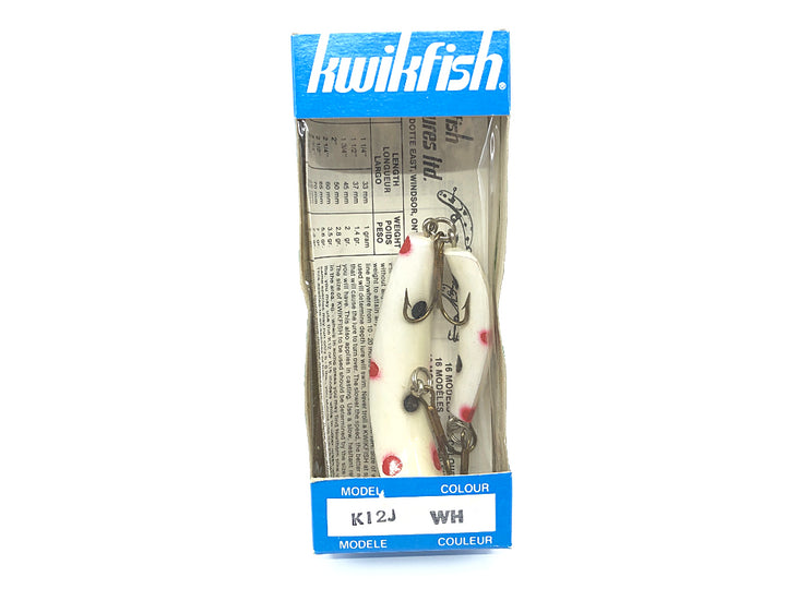 Pre Luhr-Jensen Kwikfish Jointed K12J WH White Red and Black Spots Color New in Box Old Stock