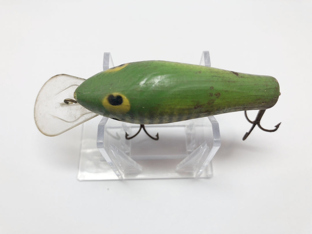 Poe's Early Wooden Lure Green Orange