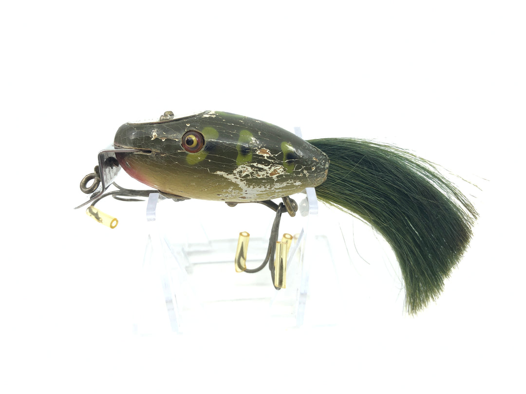 Creek Chub 5600 Dinger in Frog Color 5619 Wooden Lure Glass Eyes