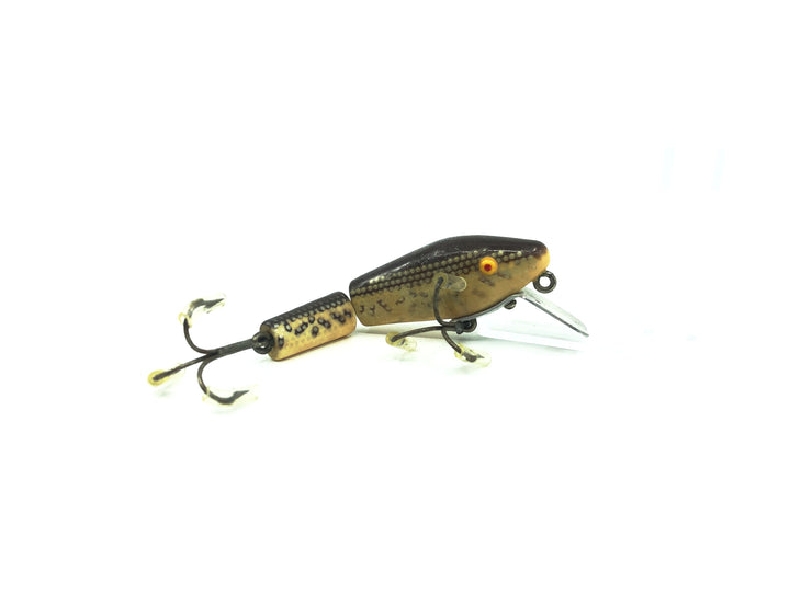 L & S Minnow Bass-Master Model 15, White Speckled Brown Color, Opaque Eyes