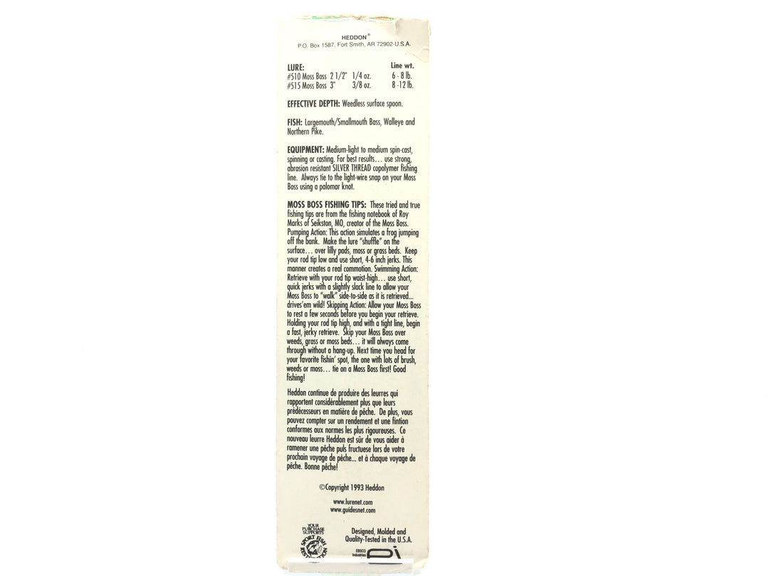 Heddon Moss Boss on Card White Scaled Color