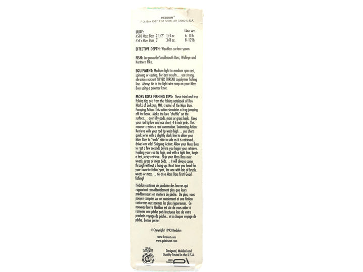 Heddon Moss Boss on Card White Scaled Color