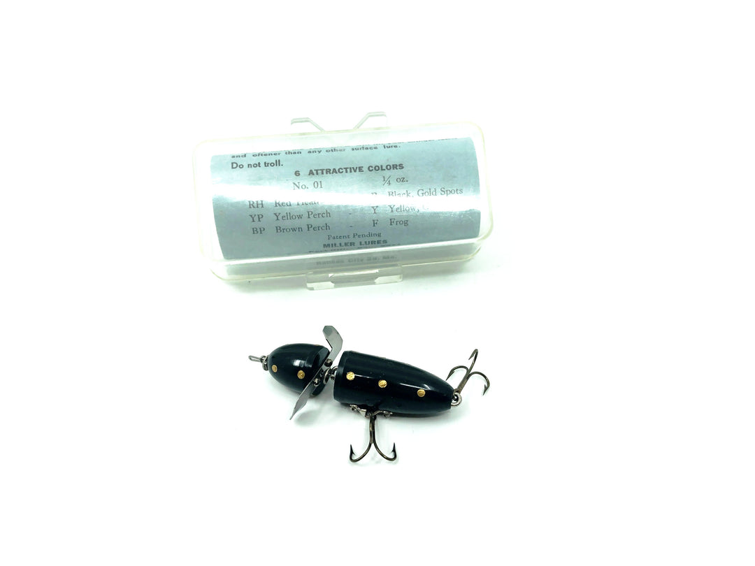 Miller Lures Top Kick with Box and Insert Black Gold Spot