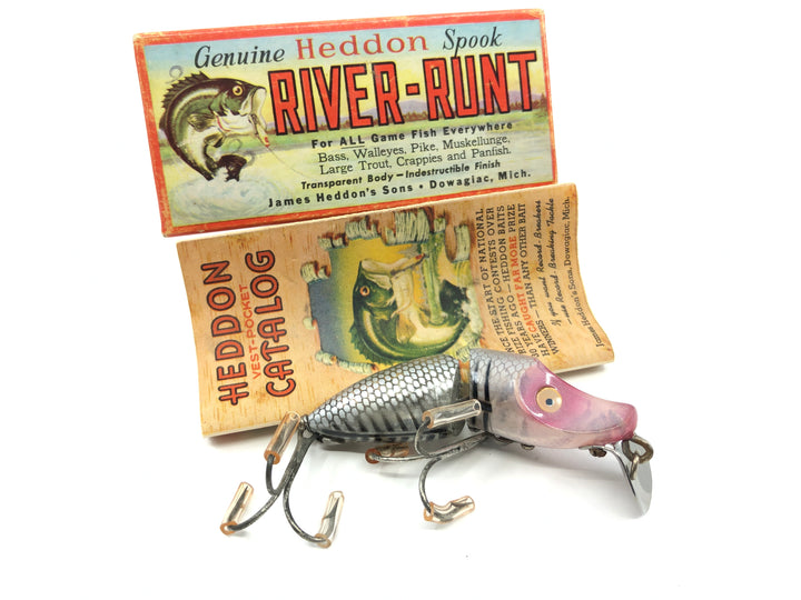 Heddon Jointed Sinker River Runt 9330 XRS Silver Shore Minnow Color with Box and Catalog