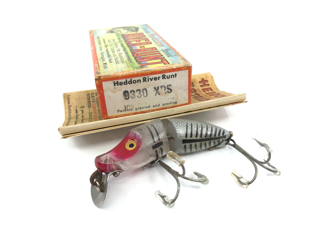 Heddon Jointed River Runt 9330 XRS Silver Shore Minnow Color with Box and Catalog