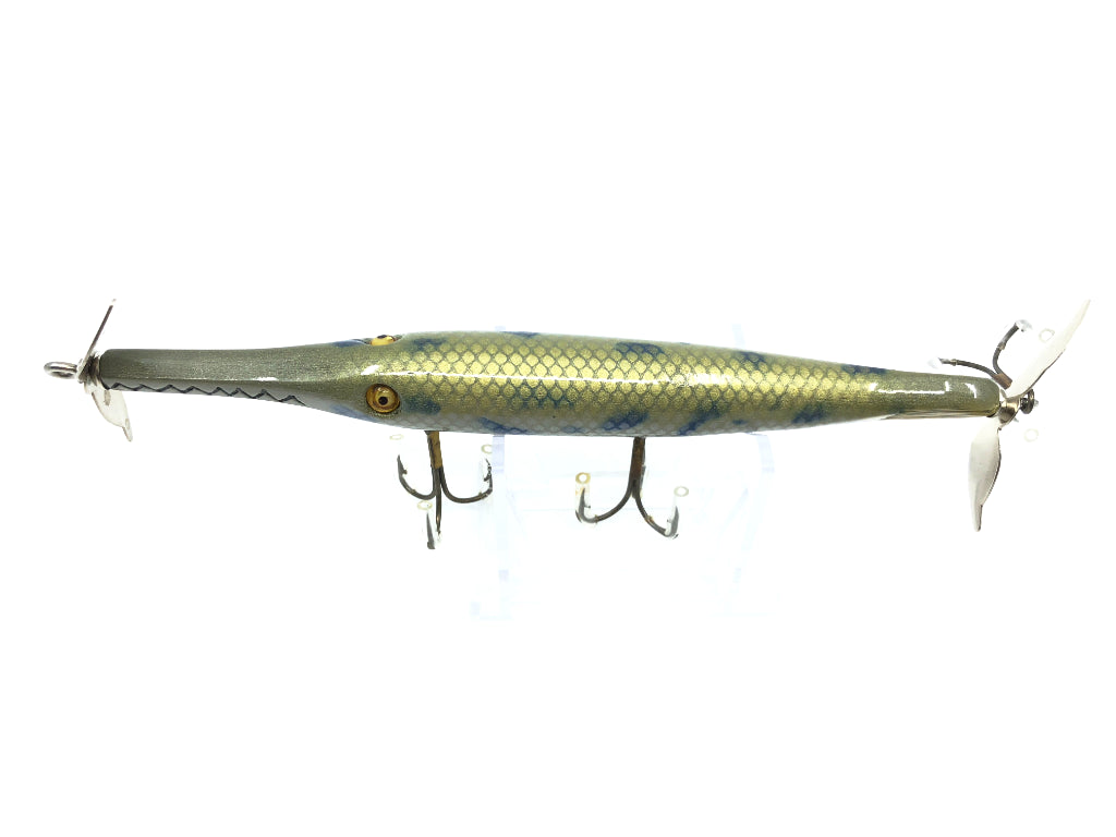 Chautauqua Glass Eye Wooden Topwater Gar with Tail Lure Spotted Gar Color