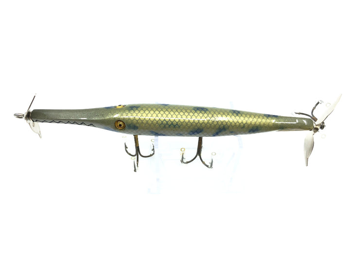 Chautauqua Glass Eye Wooden Topwater Gar with Tail Lure Spotted Gar Color