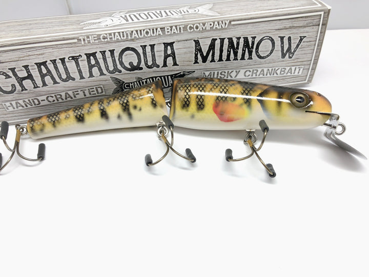 Jointed Chautauqua 8" Minnow Musky Lure Special Order Color "HD Fire Perch"