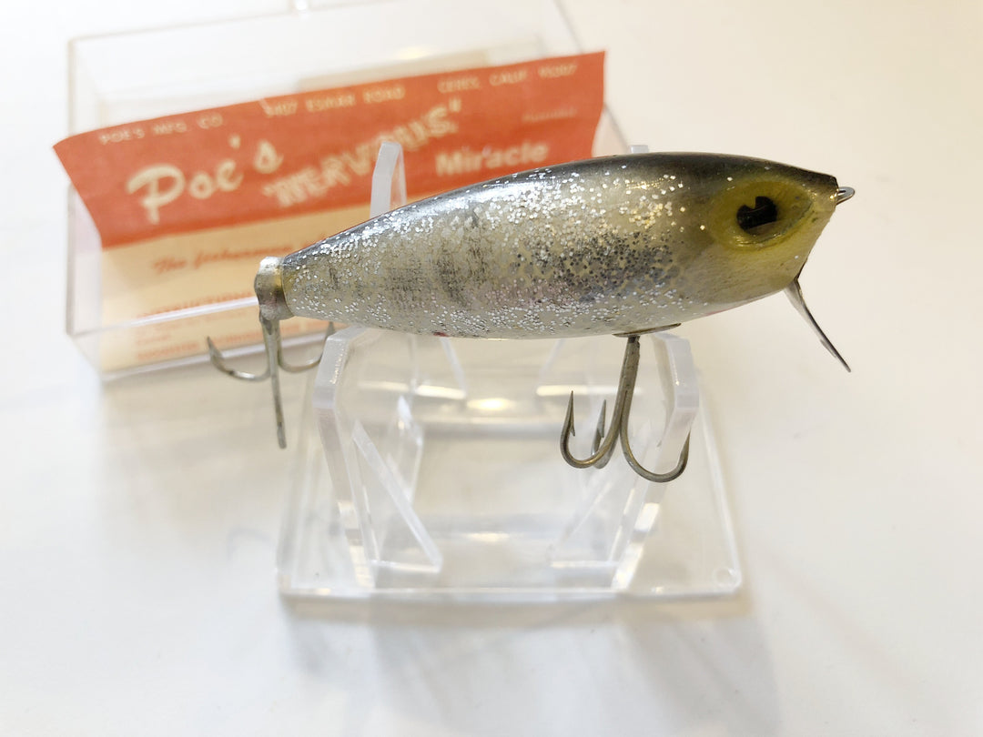 Poe's Nervous Miracle New in Box Vintage Wooden Bait 104 Silver Glitter Color