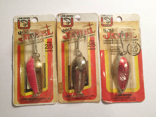 Luhr-Jensen Little Jewel Lures Lot of 3 New on Card 2/5 oz Lot 12