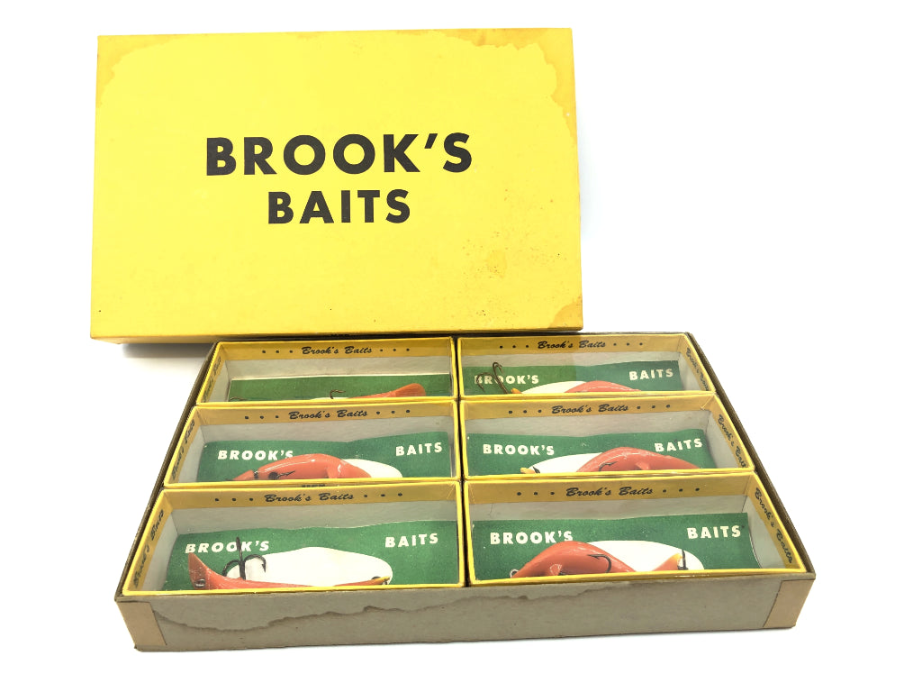 Brooks Baits Jointed Baby Reefer Six Pack Dealer Box Orange with Black Spots Vintage