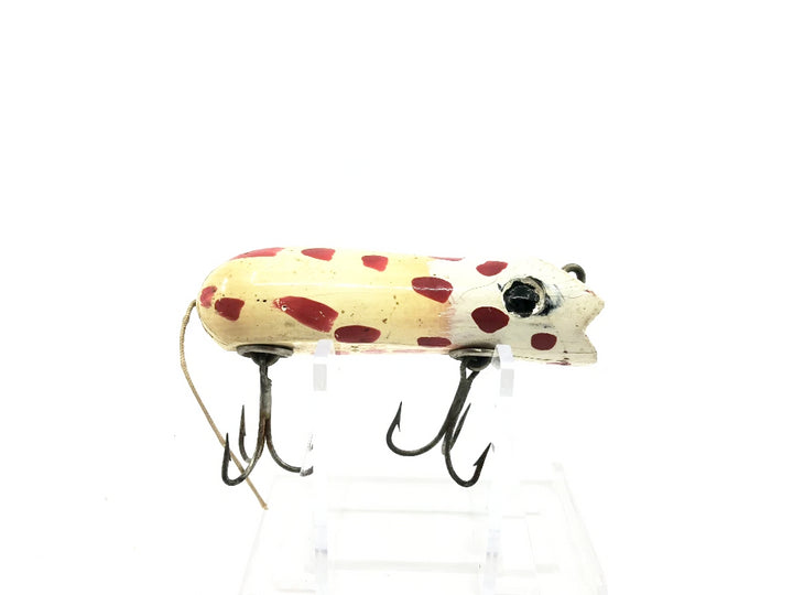 Folk Art Painted Shakespeare Swimming Mouse White Repaint with Red Dots Color