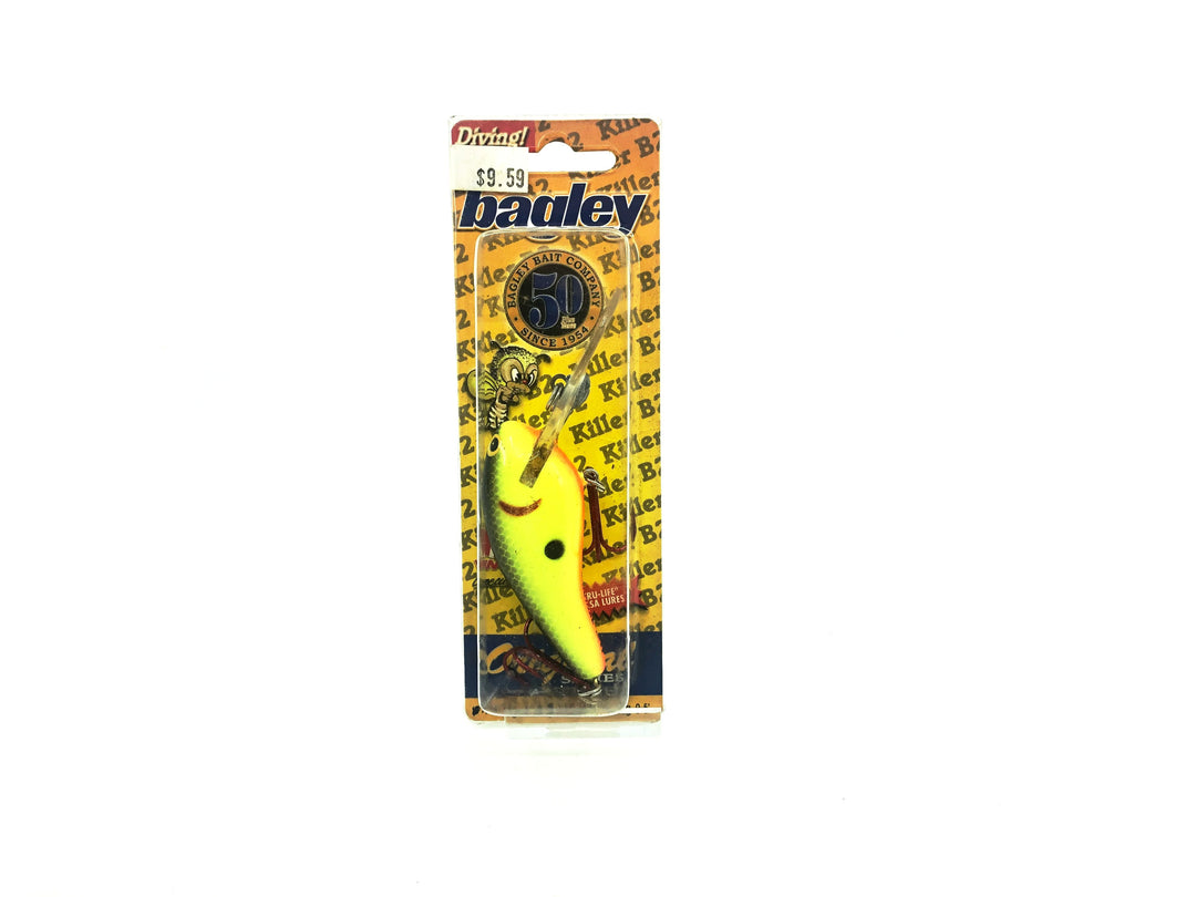 Bagley Deep Diving Killer Balsa 2 DDKB2-09 Black on Chartreuse Color, New on Card