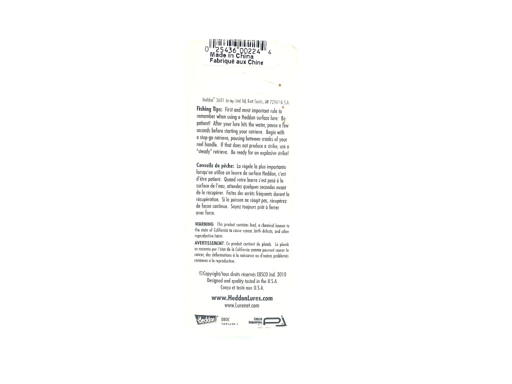 Heddon Baby Torpedo GPB New on Card Gold Black Back