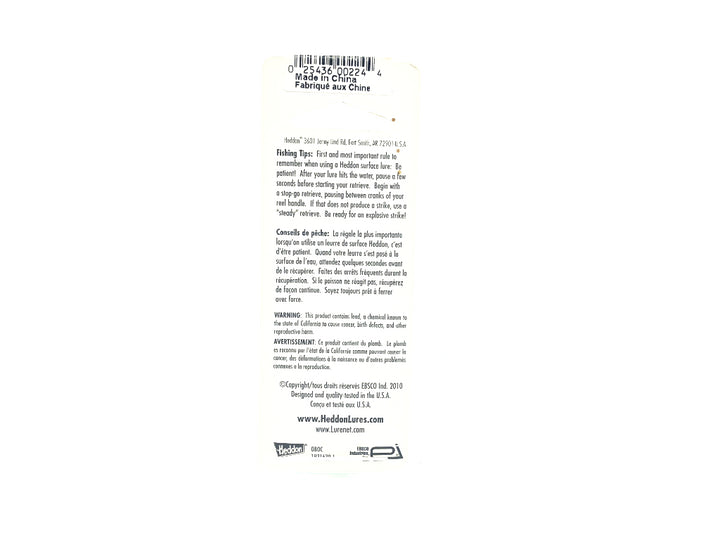 Heddon Baby Torpedo GPB New on Card Gold Black Back