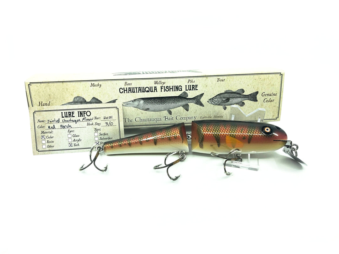 Jointed Chautauqua 8" Minnow Musky Red Perch Custom Color