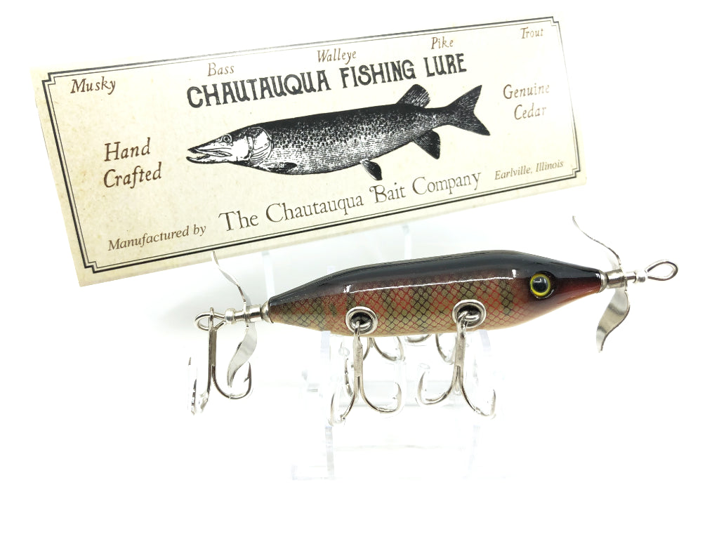Chautauqua Special Order Wooden 5 Hook Minnow in Red Perch Color