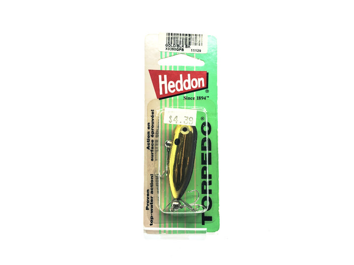 Heddon Baby Torpedo GPB New on Card Gold Black Back